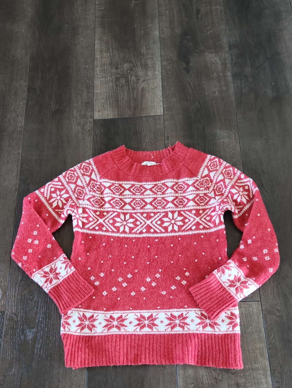Maurices Womens S Red White Snowflake Fair Isle Knit Christmas Sweater Holiday